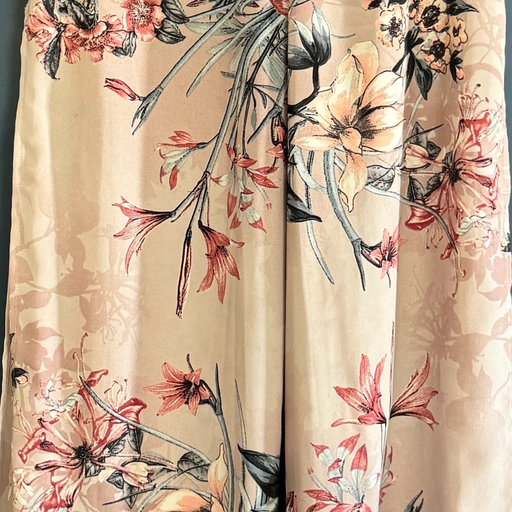 Blush Floral Wide Leg Pants | High Waist Resort Vacation Palazzo - Picture 4 of 5
